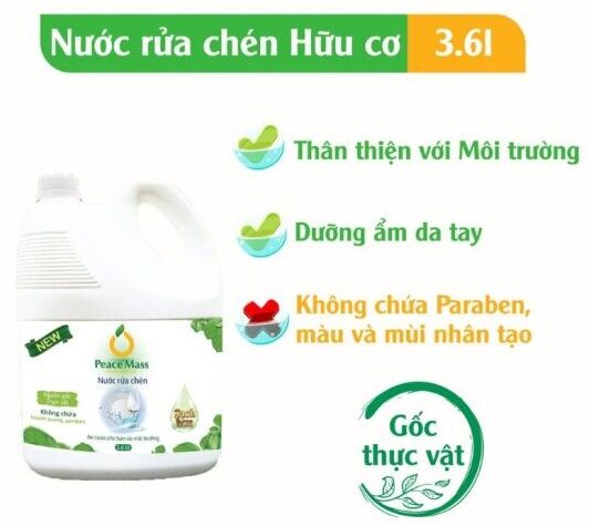 Nước rửa chén sinh học gốc thực vật Peace Mass